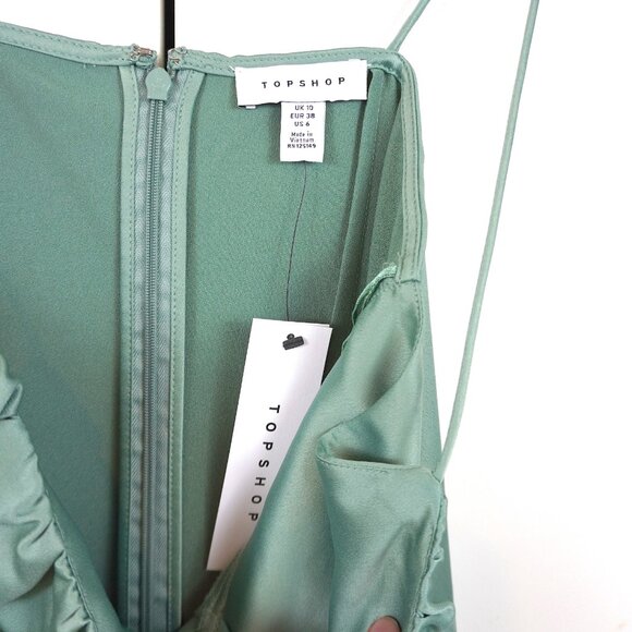 NWT Topshop Gathered Bust Slip Dress in Seafoam Green - Picture 9 of 12